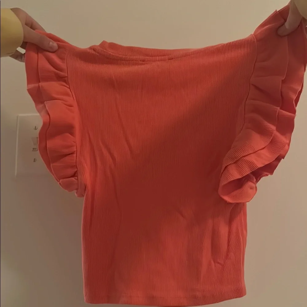 Ruffled Sleeve Coral Top from Zara - Picture 3 of 5